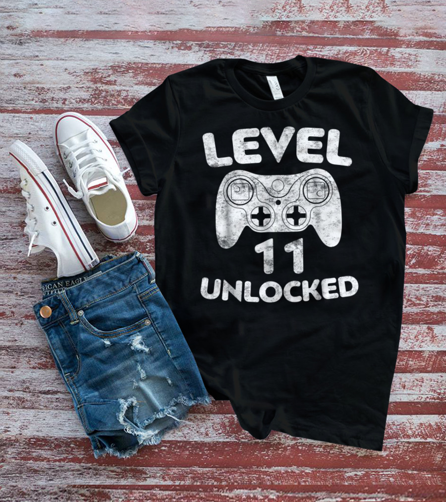 Level 11 Unlocked 11th Video Gamer Birthday With Game Controller T-Shirt