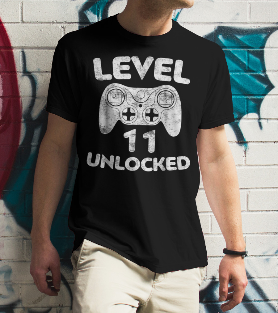 Level 11 Unlocked 11th Video Gamer Birthday With Game Controller T-Shirt