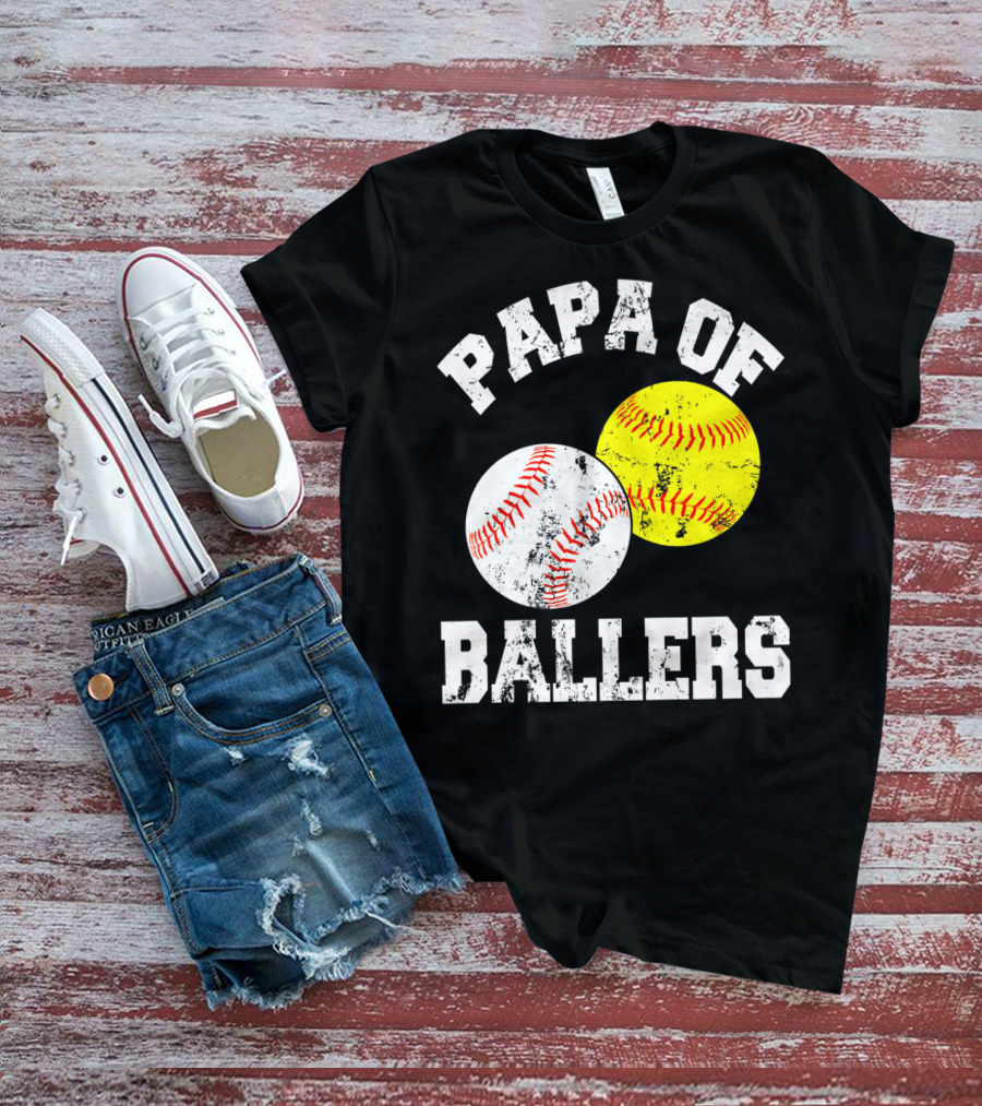 Papa Of Ballers Baseball Softball T-Shirt