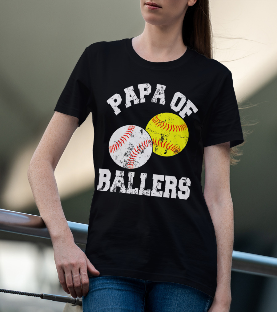 Papa Of Ballers Baseball Softball T-Shirt