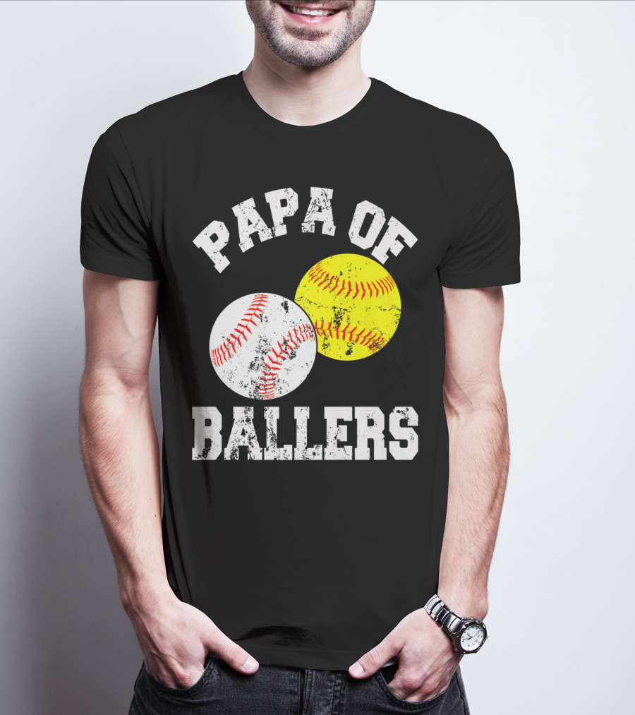 Papa Of Ballers Baseball Softball T-Shirt