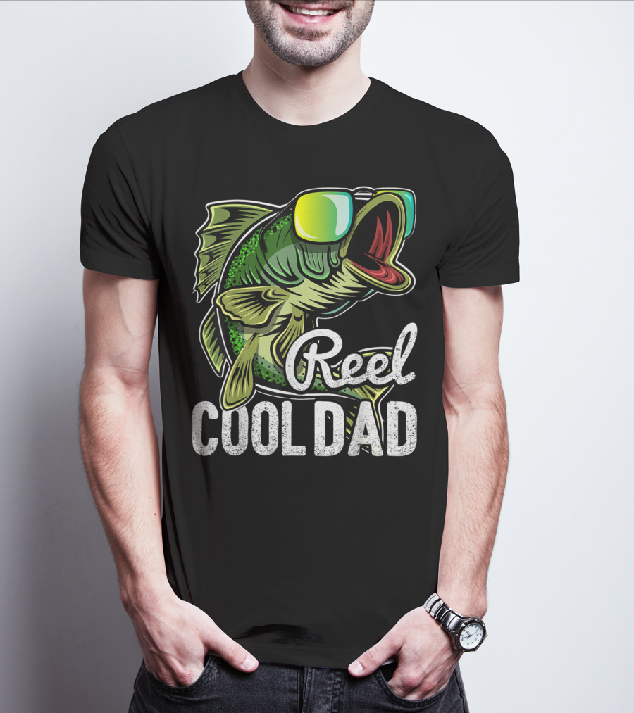 Reel Cool Dad Fishing Sunglasses Bass T-Shirt