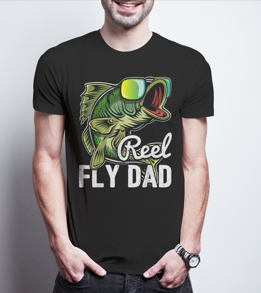 Reel Fly Dad Fishing Sunglasses Bass Fly Fishing T-Shirt