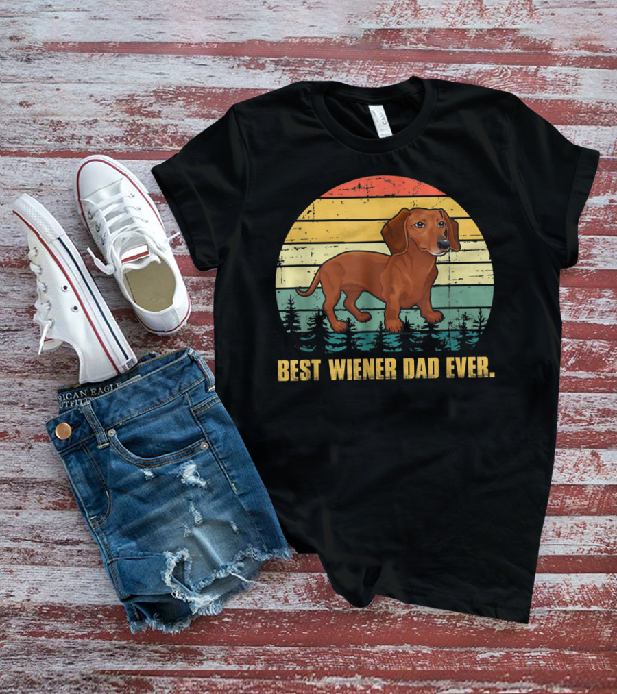 Best Wiener Dad Ever Mens Vintage Dachshund T-Shirt