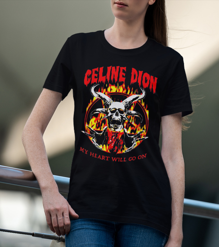 Celine Dion My Heart Will Go On Skull Fire T-Shirt