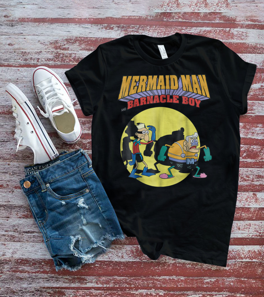 Mermaid Man And Barnacle Boy Nickelodeon Spongebob SquarePants Vintage Comic T-Shirt
