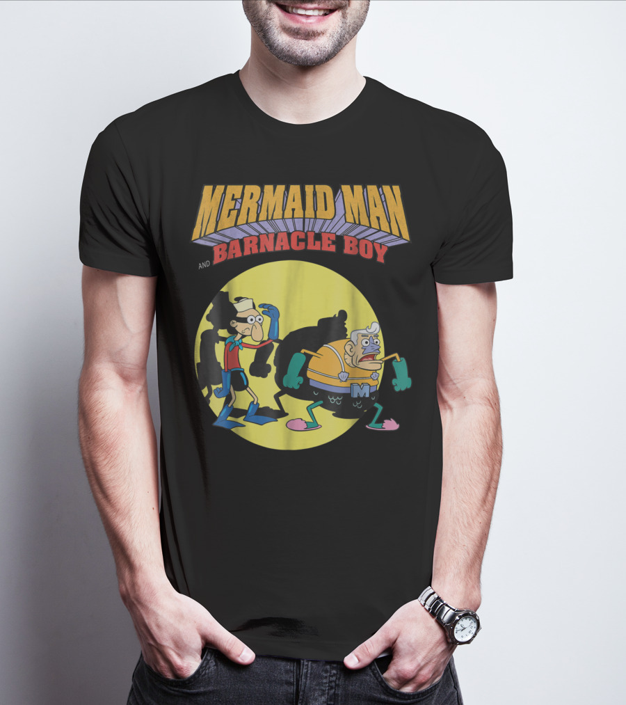 Mermaid Man And Barnacle Boy Nickelodeon Spongebob SquarePants Vintage Comic T-Shirt