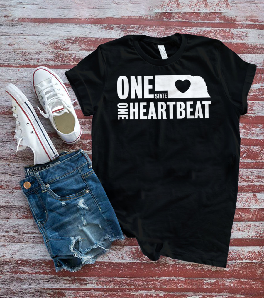 Nebraska One State One Heartbeat Map Heart T-Shirt