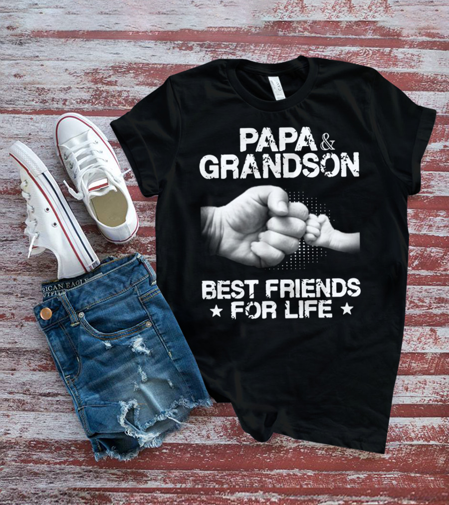 Papa And Grandson Best Friends For Life Fist Bump Connection T-Shirt