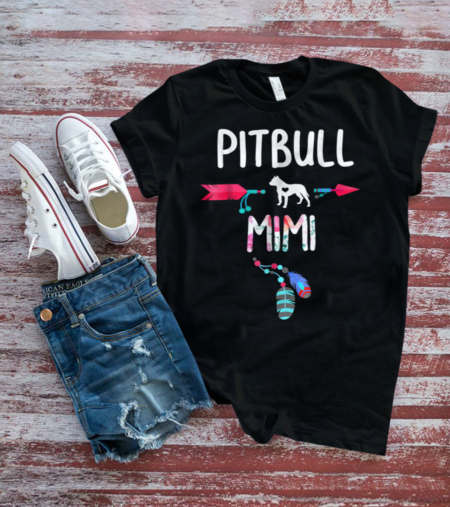 Pitbull Mimi Feathers Arrows T-Shirt