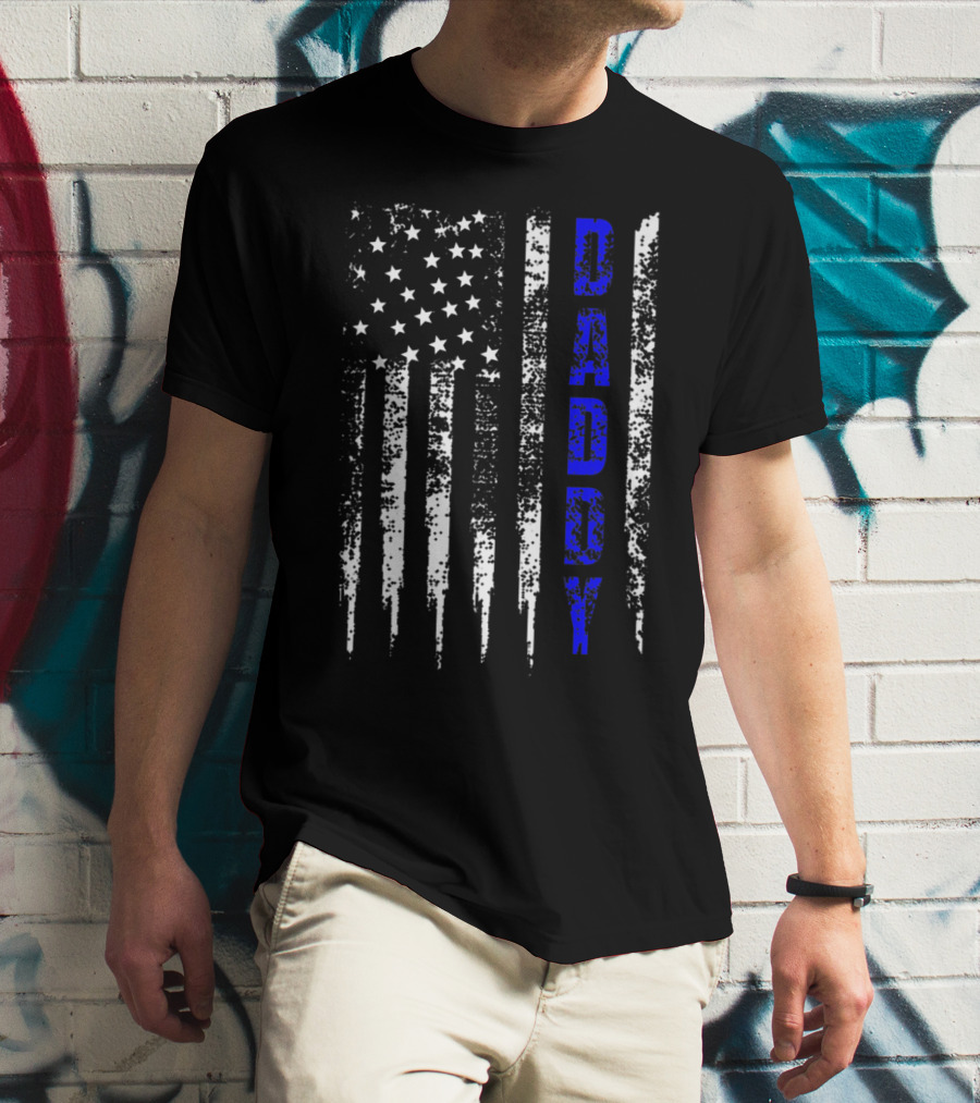 Police Daddy Blue Line USA Flag T-Shirt