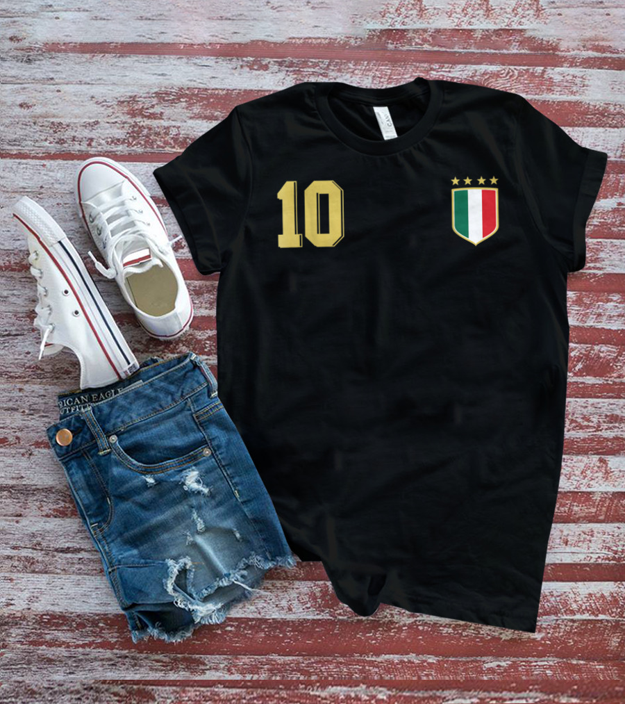 Italia Retro Soccer Jersey Italy Football 10 Crest Stars T-Shirt