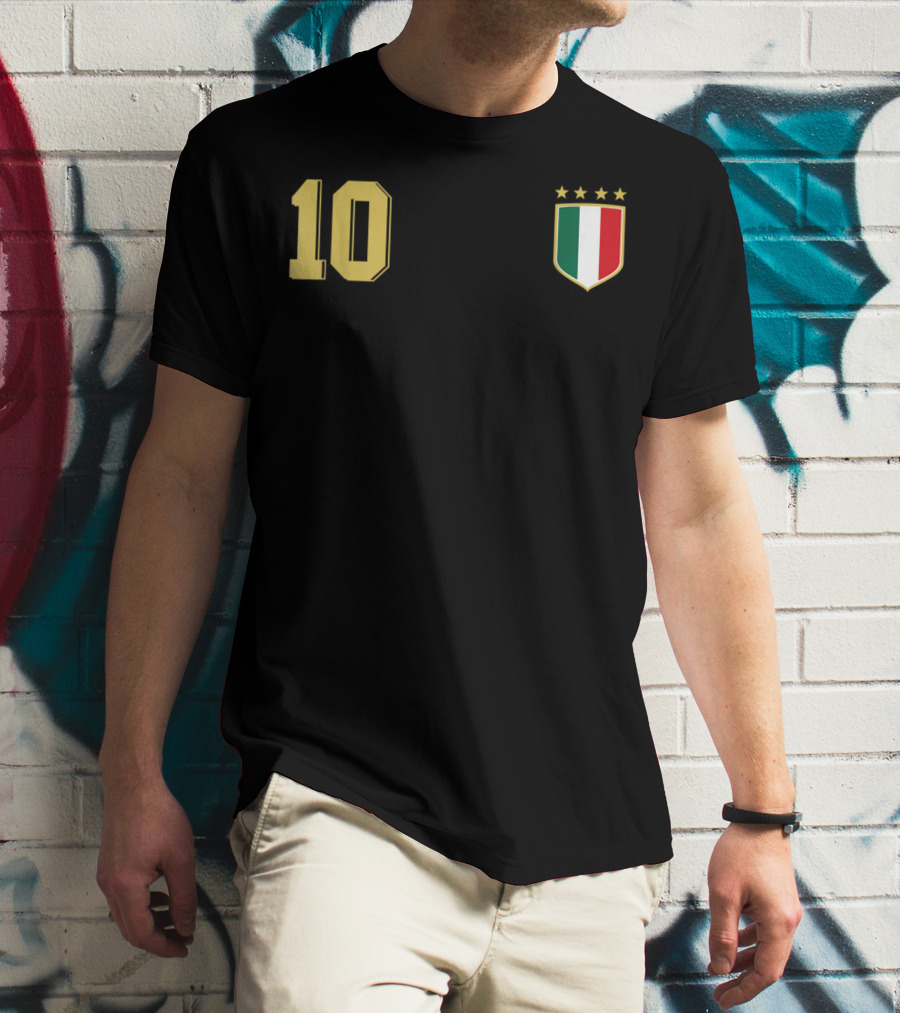 Italia Retro Soccer Jersey Italy Football 10 Crest Stars T-Shirt