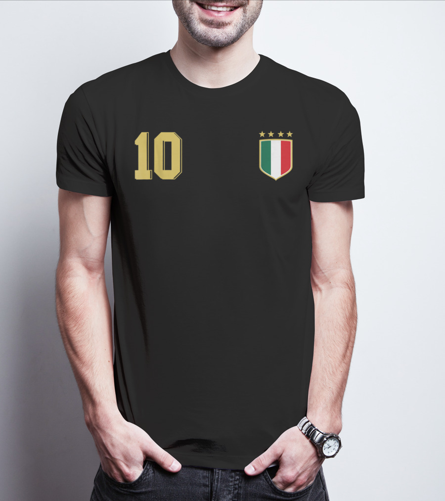 Italia Retro Soccer Jersey Italy Football 10 Crest Stars T-Shirt