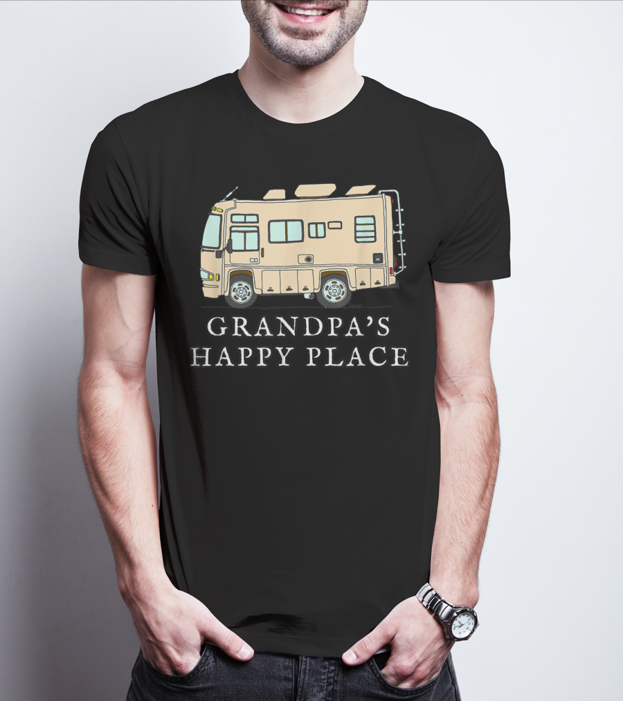 RV Grandpa's Happy Place Motorhome Adventure T-Shirt