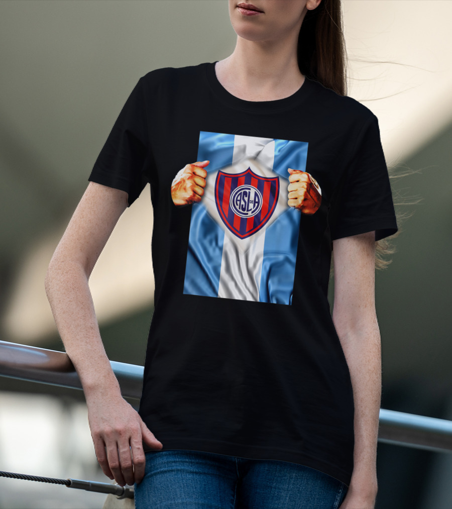 San Lorenzo Heartbeat ASL De Football Soccer Fans Logo Emblem T-Shirt