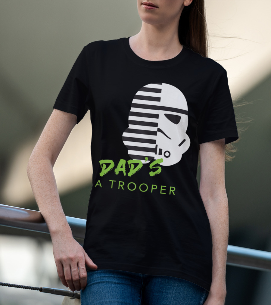 Star Wars Stormtrooper Dad's A Trooper Black And White Helmet T-Shirt