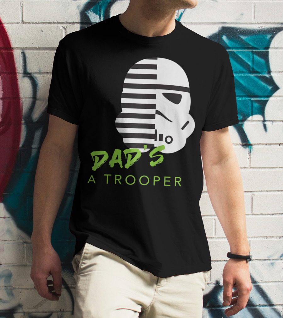 Star Wars Stormtrooper Dad's A Trooper Black And White Helmet T-Shirt