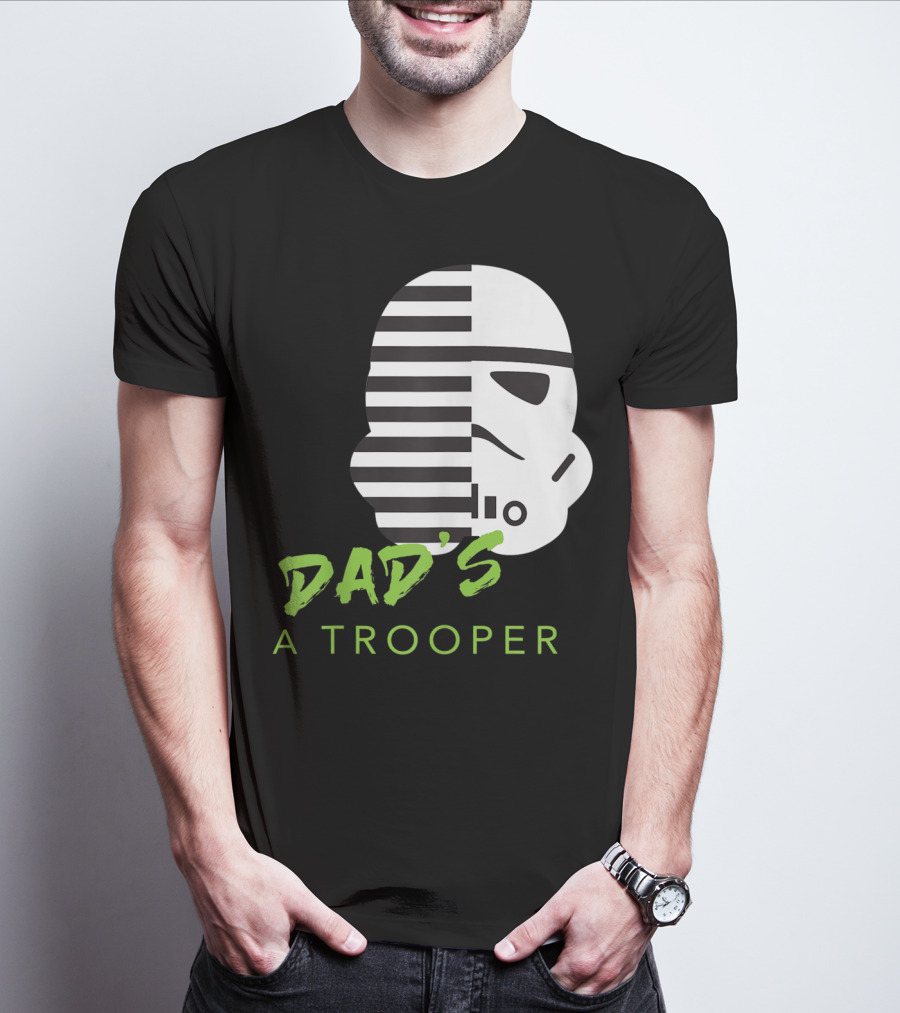 Star Wars Stormtrooper Dad's A Trooper Black And White Helmet T-Shirt