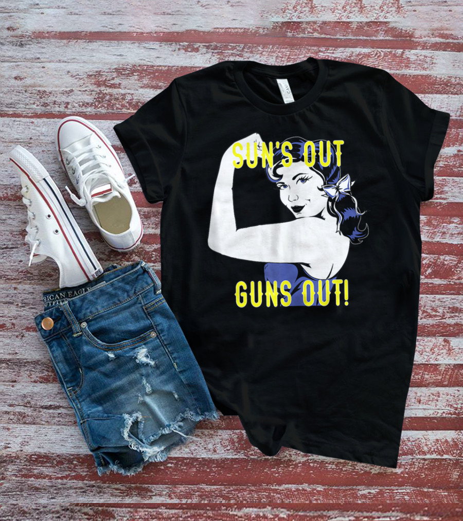 Sun's Out Guns Out Iconic Rosie The Riveter Motif T-Shirt