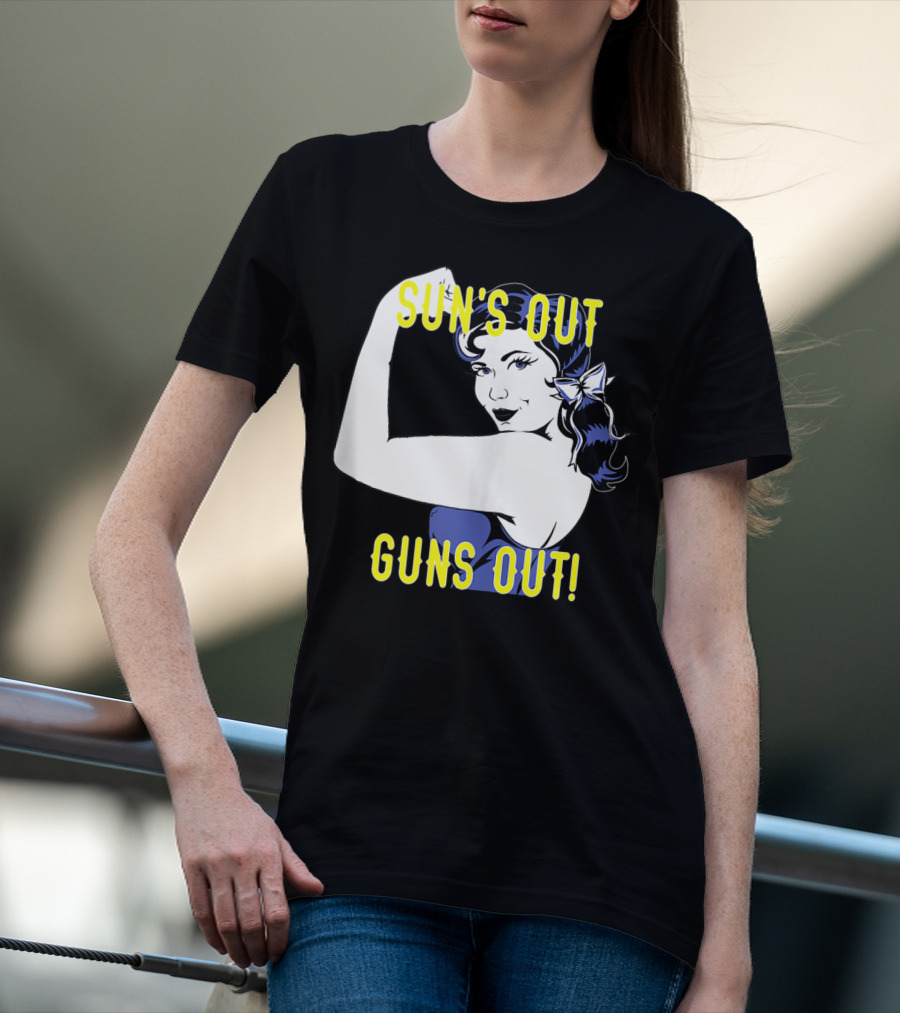 Sun's Out Guns Out Iconic Rosie The Riveter Motif T-Shirt