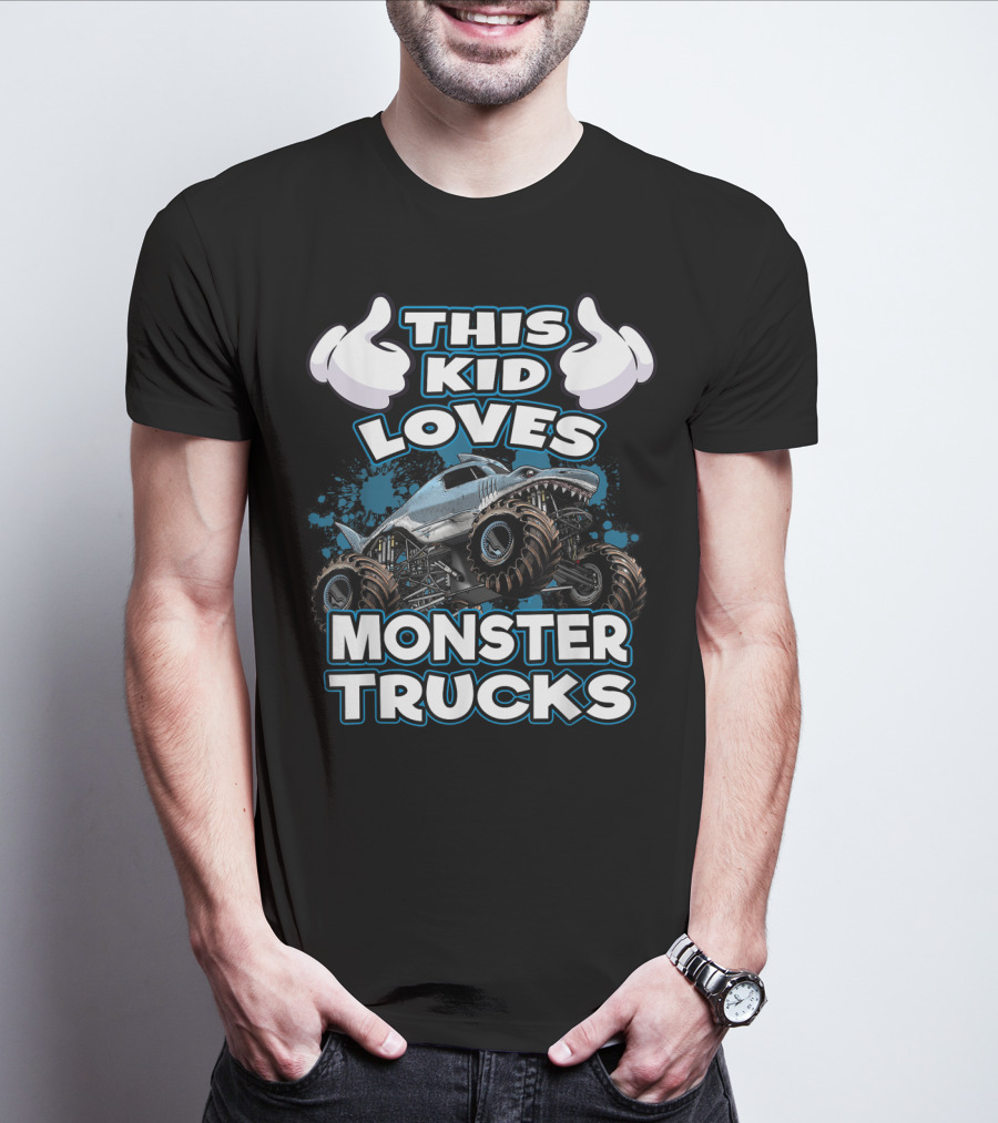 This Kid Loves Monster Trucks And Shark-Themed Off-Road Vehicles T-Shirt