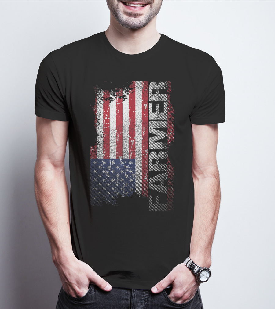 USA Flag Farmer American Farmers T-Shirt