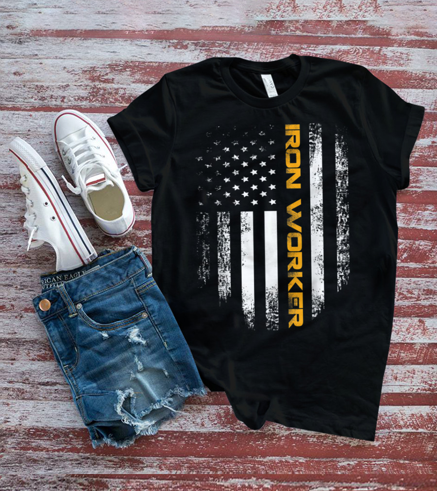Vintage American USA Flag Iron Worker T-Shirt