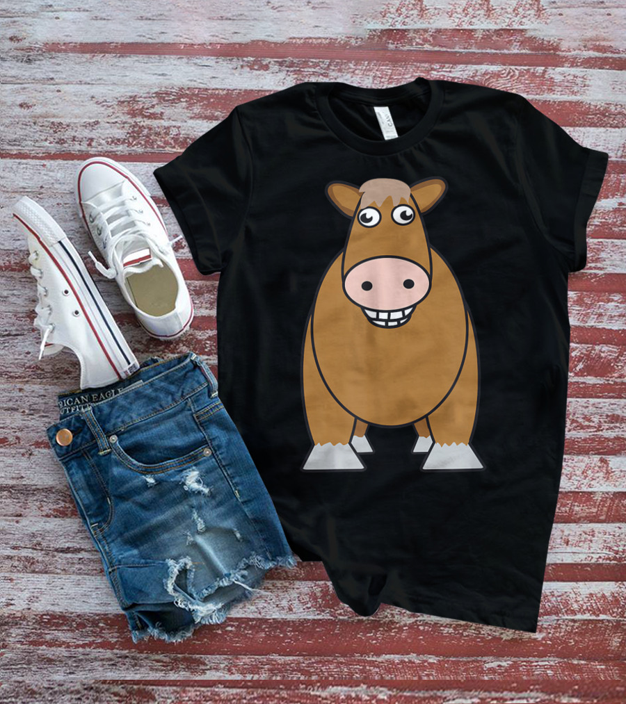 Goofy Cartoon Horse With Big Eyes And Smile T-Shirt