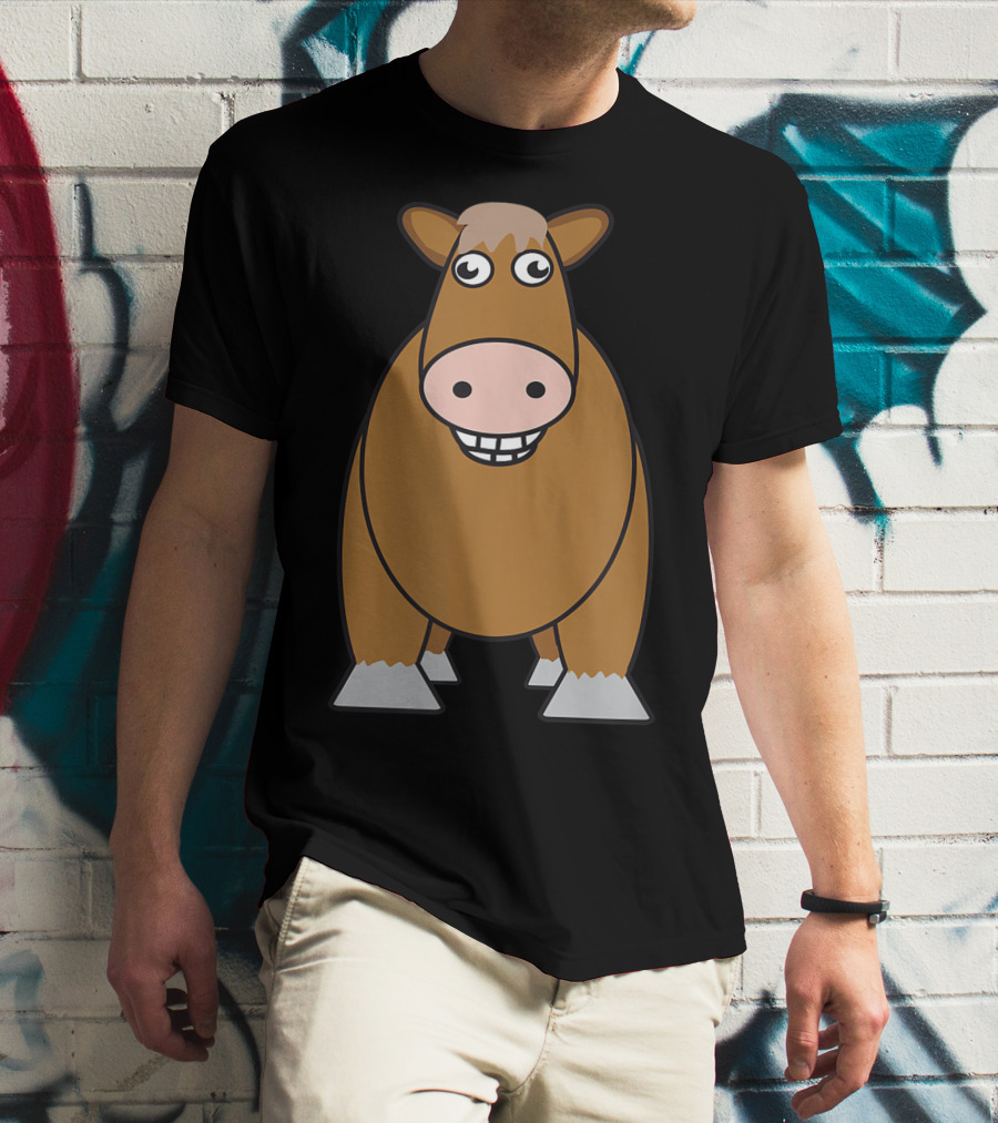 Goofy Cartoon Horse With Big Eyes And Smile T-Shirt