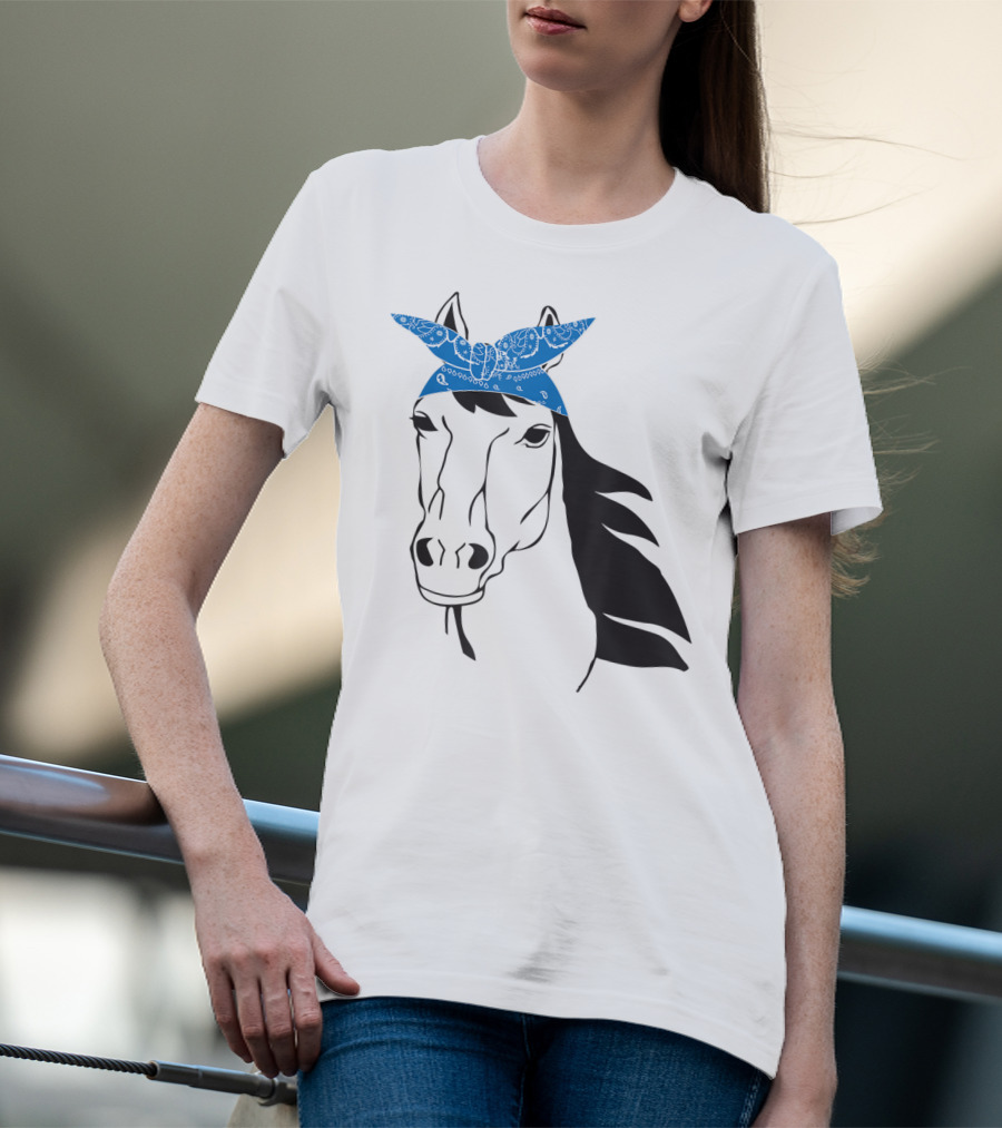Cowgirl Horse Mom Farm Country Girl With Blue Bandana T-Shirt