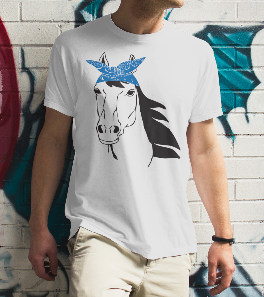 Cowgirl Horse Mom Farm Country Girl With Blue Bandana T-Shirt