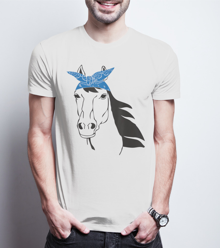 Cowgirl Horse Mom Farm Country Girl With Blue Bandana T-Shirt