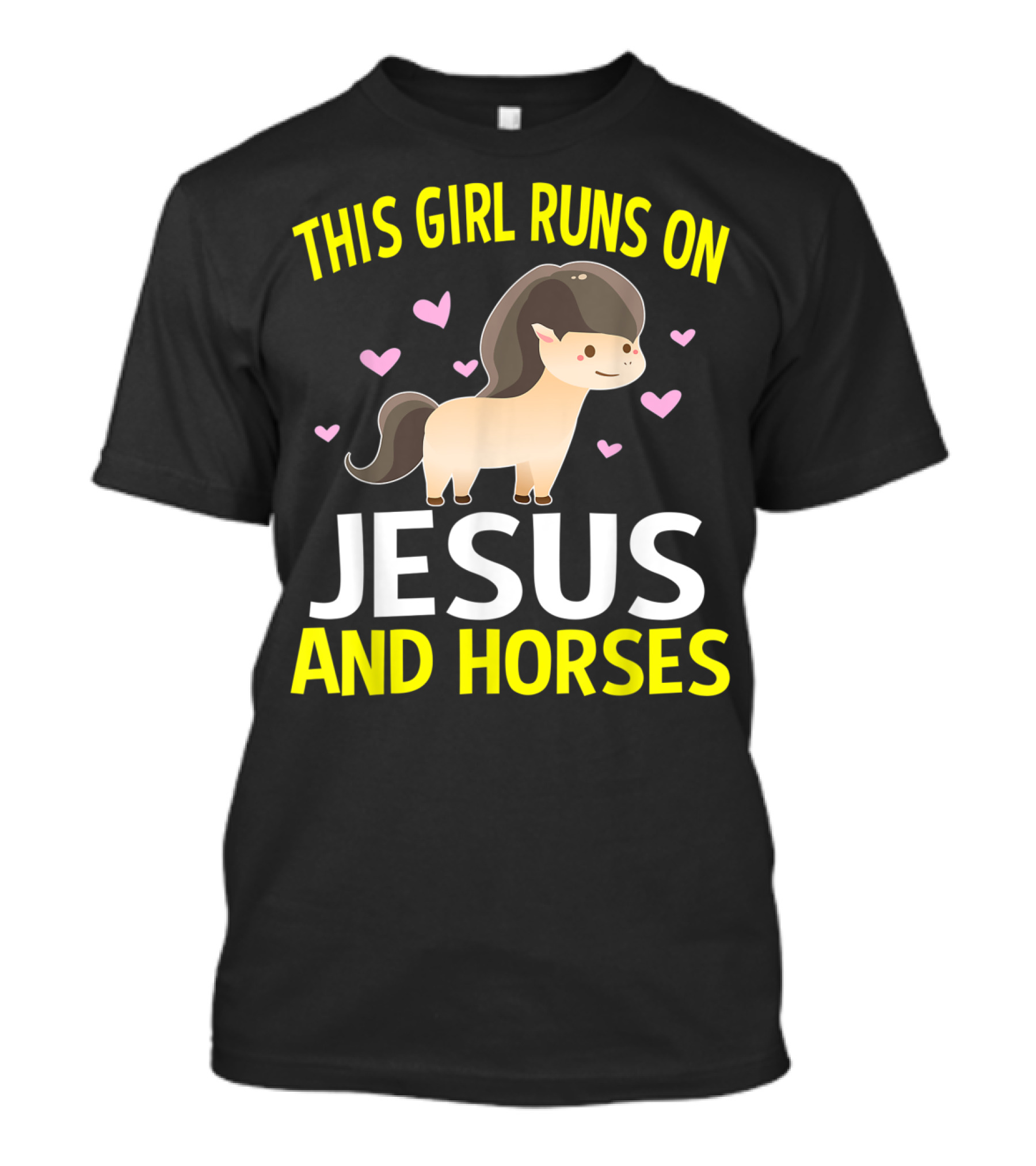 This Girl Runs On Jesus And Horses Hearts Cute Horse T-Shirt