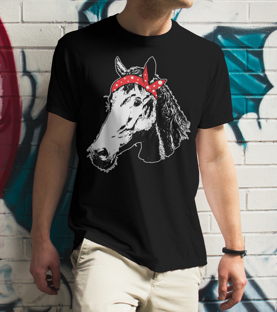 Funny Horse Red Bandana I Love Horse T-Shirt