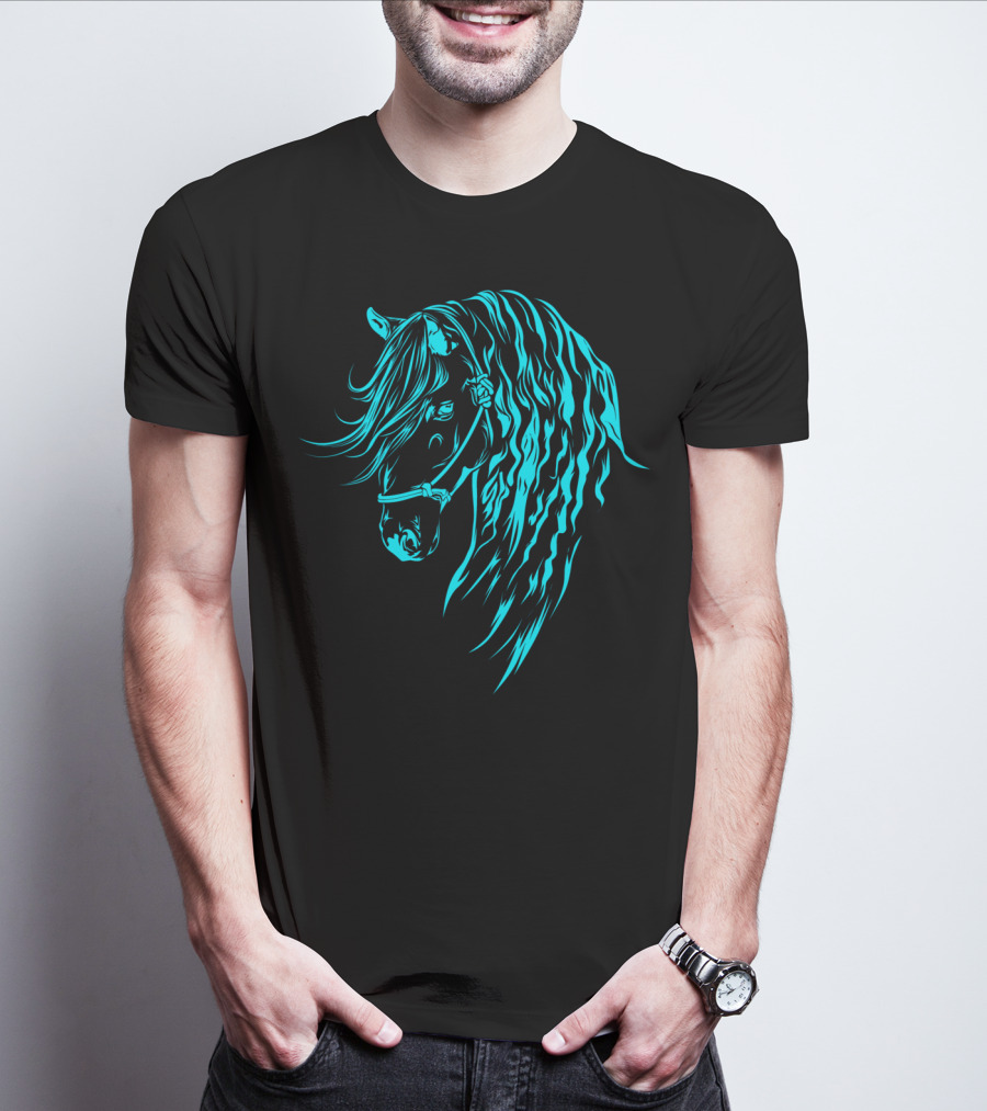 Glowing Forelock Horse Blueprint T-Shirt