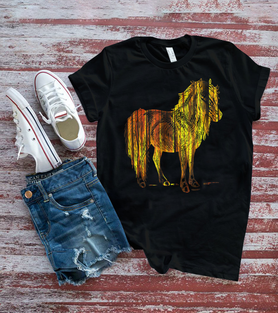 Golden Sparkling Horse Illuminated Elegance T-Shirt