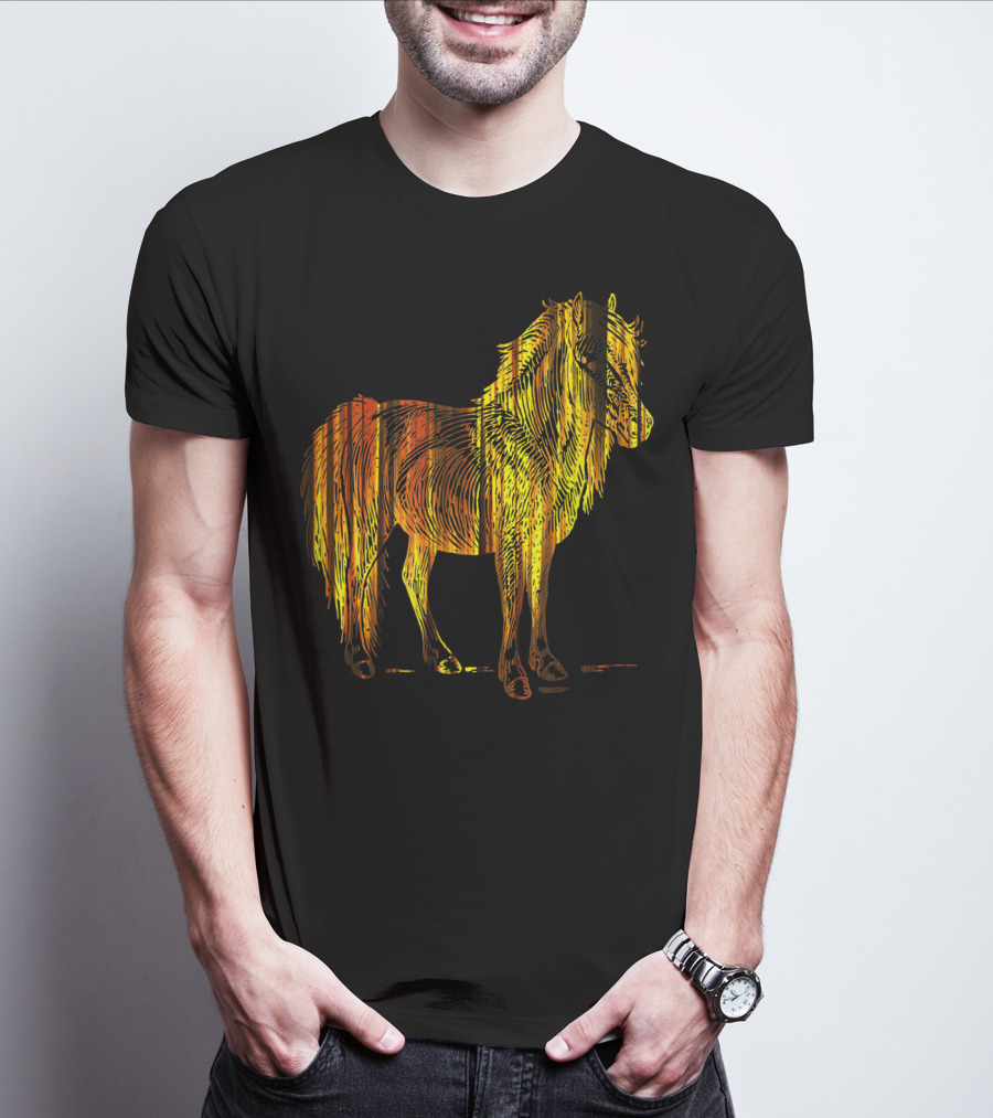 Golden Sparkling Horse Illuminated Elegance T-Shirt