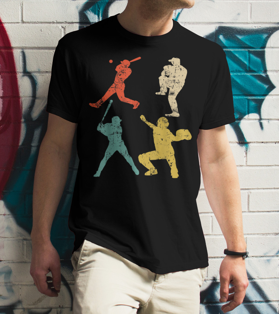 Retro 70s 80s Softball Player T-Shirt