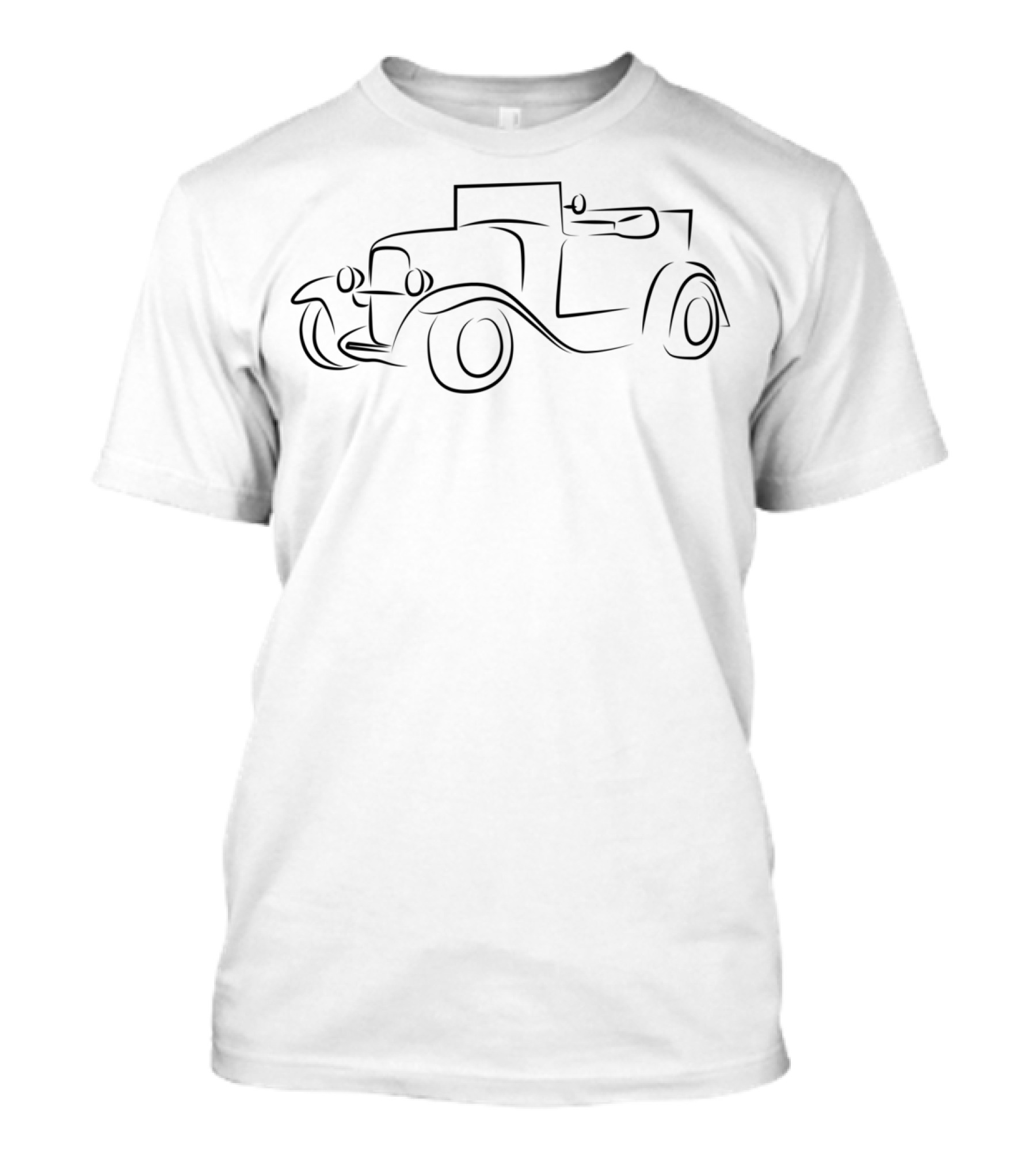 Vintage Convertible Car Black Outline Retro Vehicle T-Shirt