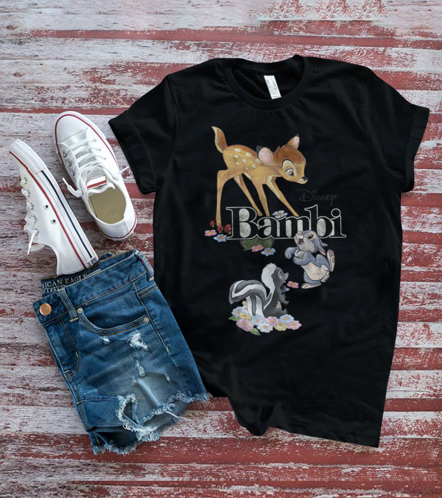 Disney Bambi Classic Group Shot Bambi Flower Thumper T-Shirt