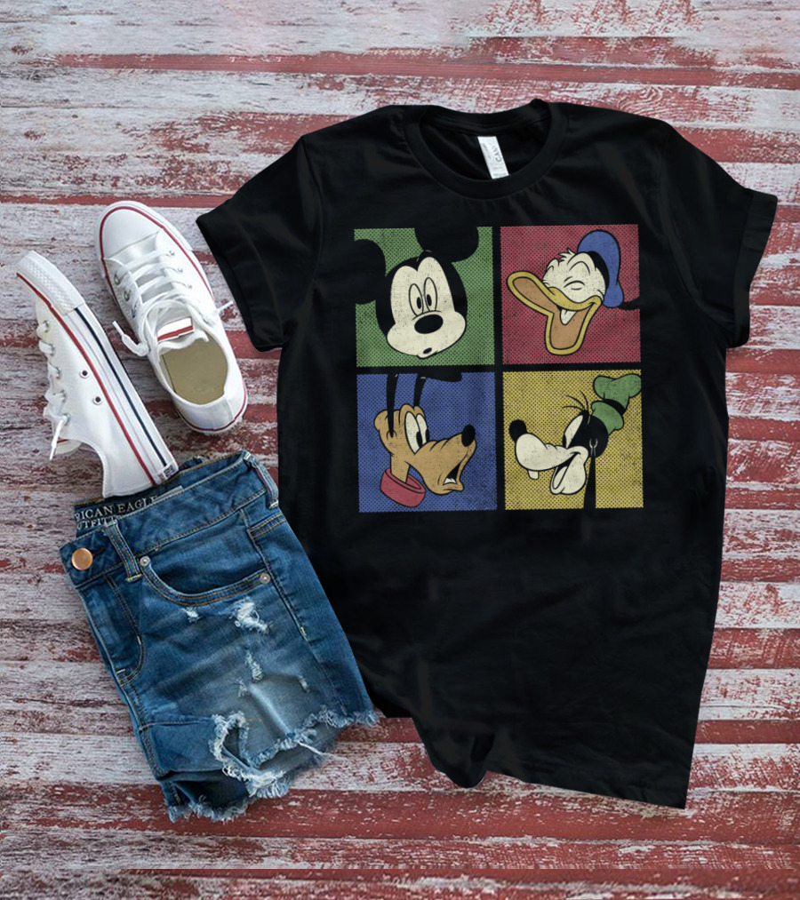 Disney Mickey Donald Pluto Goofy Classic Comic Group T-Shirt