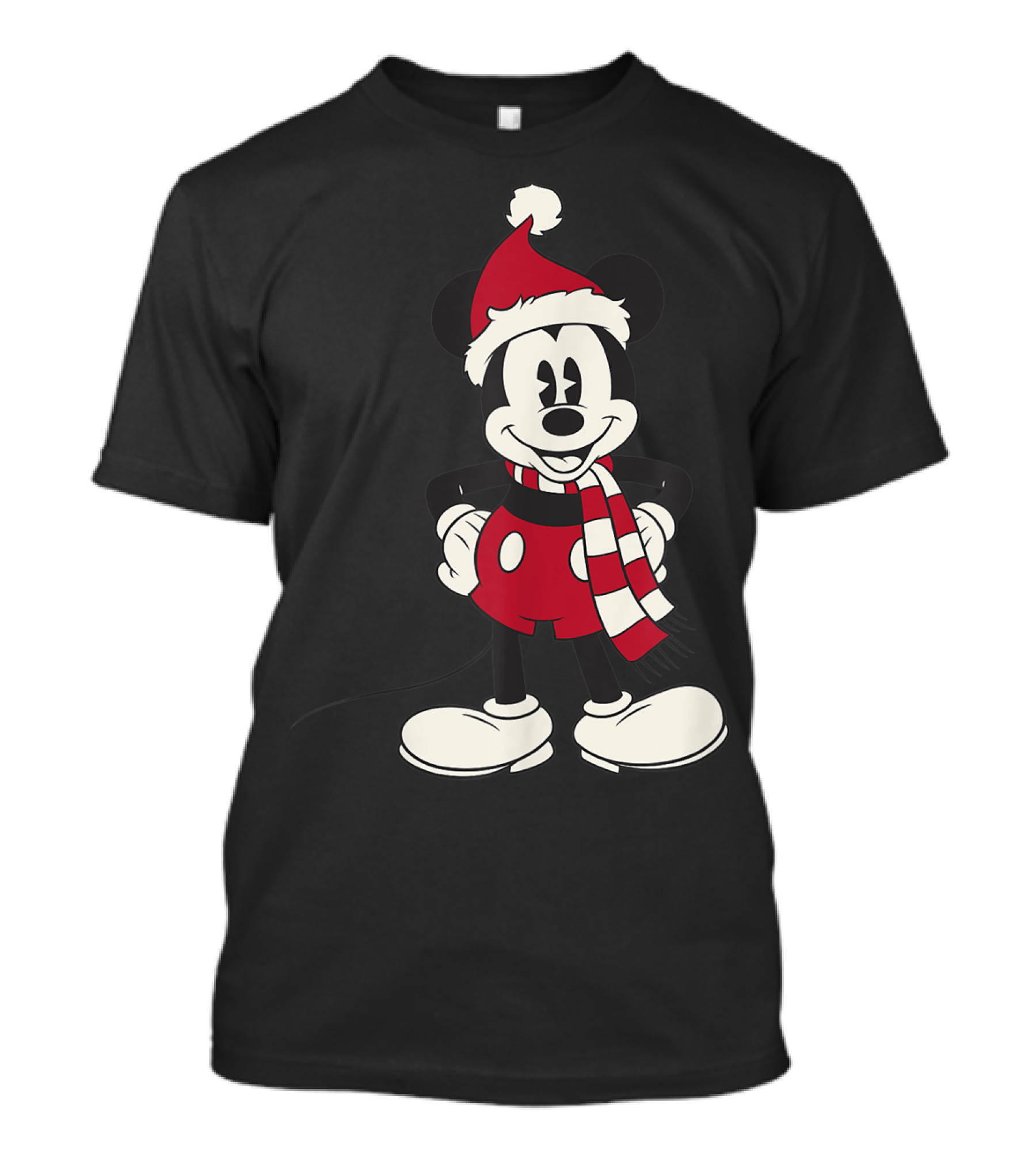 Disney Mickey Mouse Christmas Santa Hat And Scarf T-Shirt
