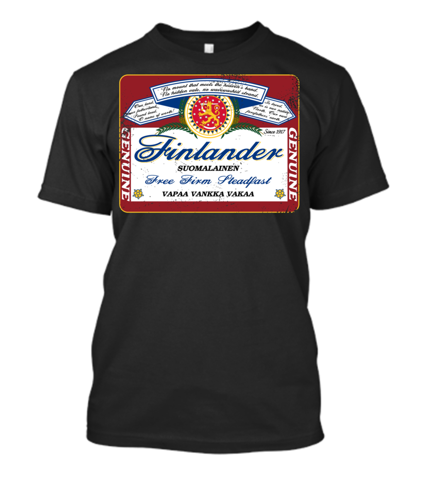 Finlander Genuine Suomilainen Free Firm Steadfast Vapaa Vankka Vakaa Finnish Vintage T-Shirt