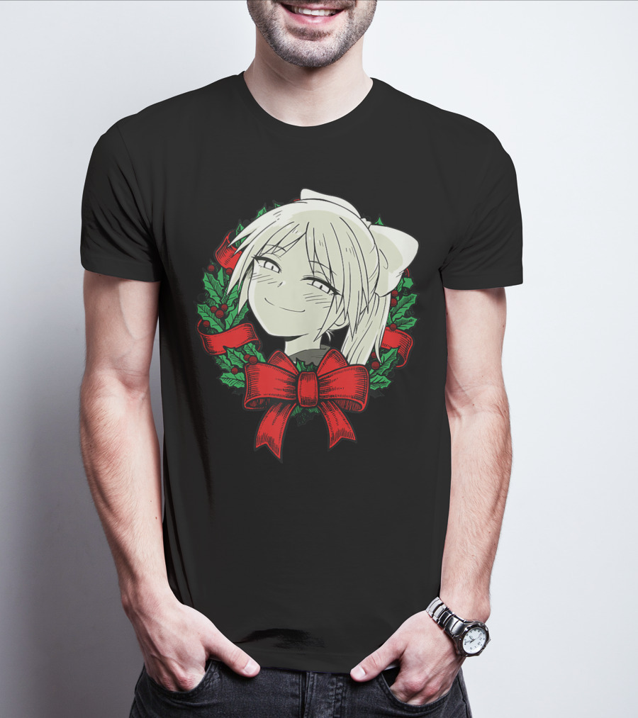 Funny Merry Christmas Manga Classic Wreath Happy T-Shirt