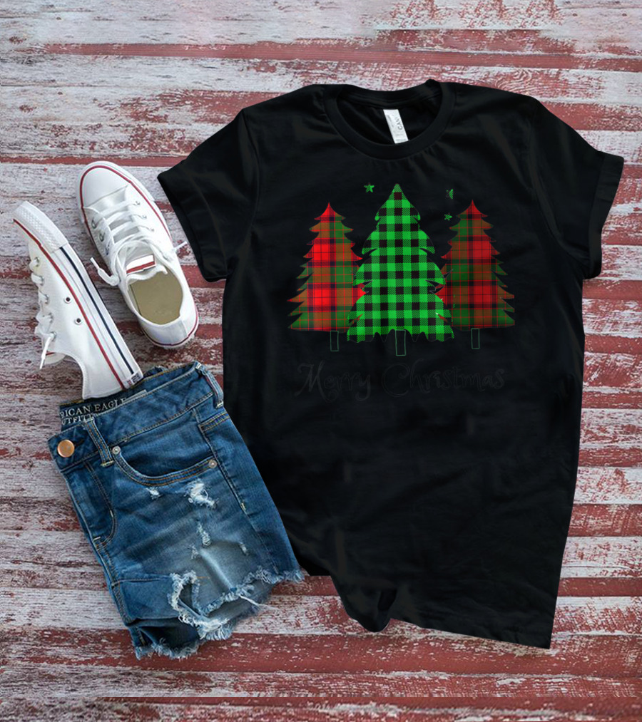 Merry Christmas Plaid Trees T-Shirt