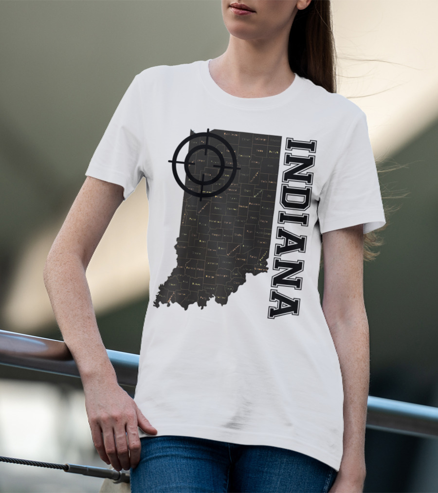 Indiana Map County Outline Vintage Classic Black EJ Maze T-Shirt