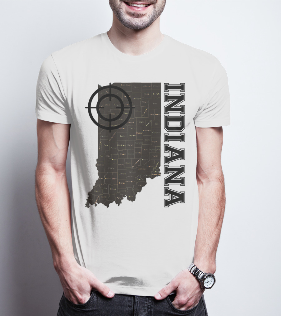 Indiana Map County Outline Vintage Classic Black EJ Maze T-Shirt