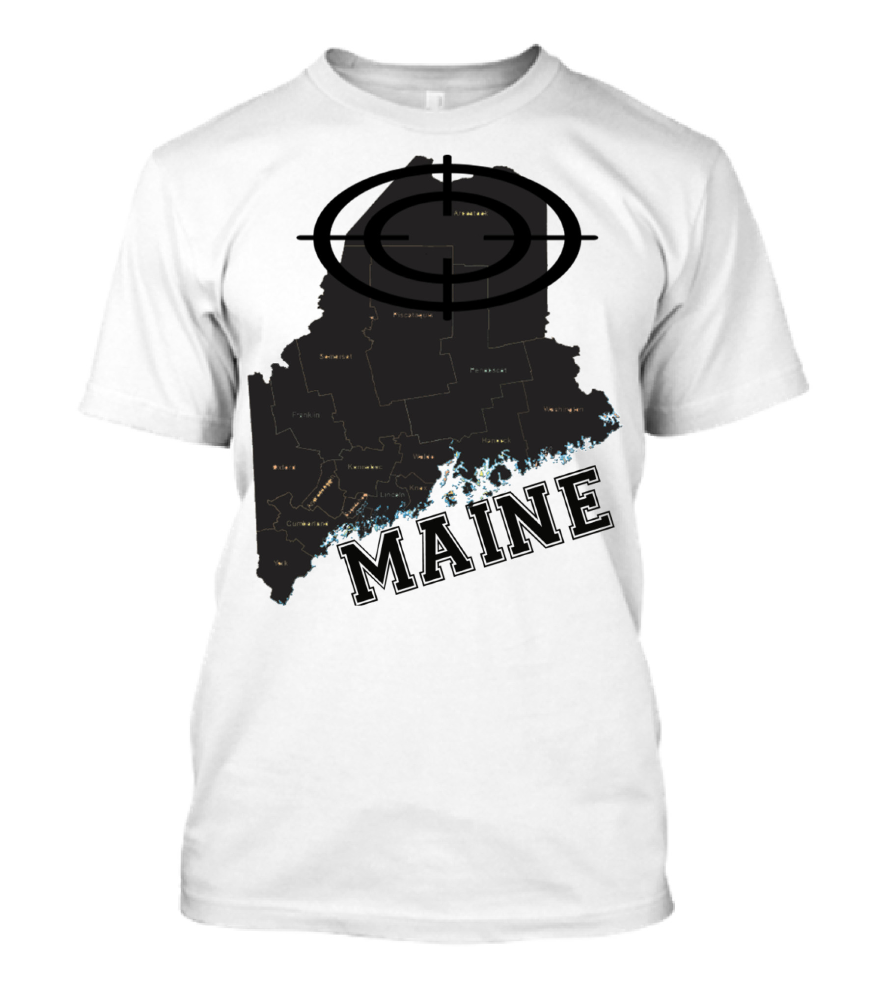 Maine Maps Classic Vintage Fun Target Overlay T-Shirt