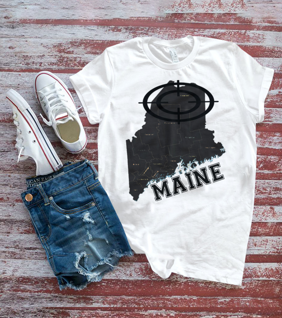 Maine Maps Classic Vintage Fun Target Overlay T-Shirt